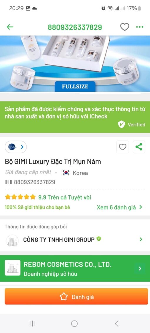 icheck sản phẩm gimi luxury